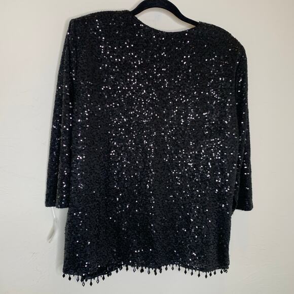 NWT MSK Women Sequin Bead Fringe Top Formal Cocktail Holiday Sz 3X - Picture 5 of 8